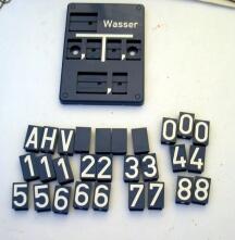 Leerschild Wasser Form C, incl. Zahlen- u. Buchstabenfelder
