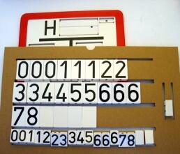 Leerschild Hydrant, incl. Zahlen- u. Buchstabenfelder