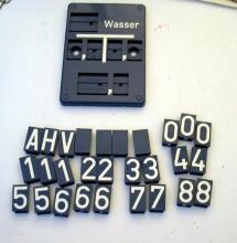 Leerschild Wasser Form C, incl. Zahlen- u. Buchstabenfelder