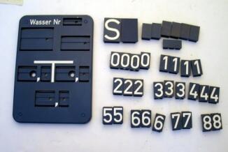 Leerschild Wasser Form B, incl. Zahlen- u. Buchstabenfelder