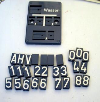 Leerschild Wasser Form C, incl. Zahlen- u. Buchstabenfelder