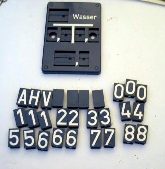 Leerschild Wasser Form C, incl. Zahlen- u. Buchstabenfelder